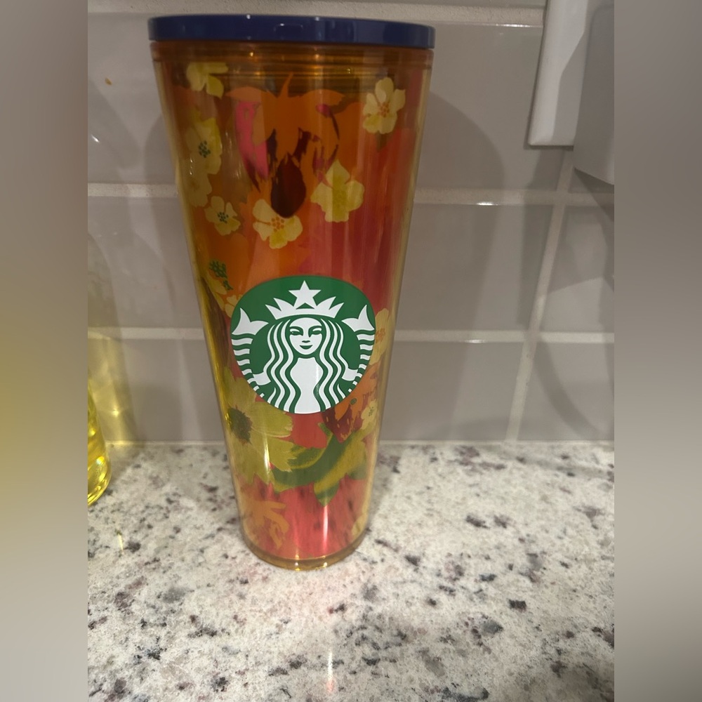 Starbucks Orange Floral Tumbler